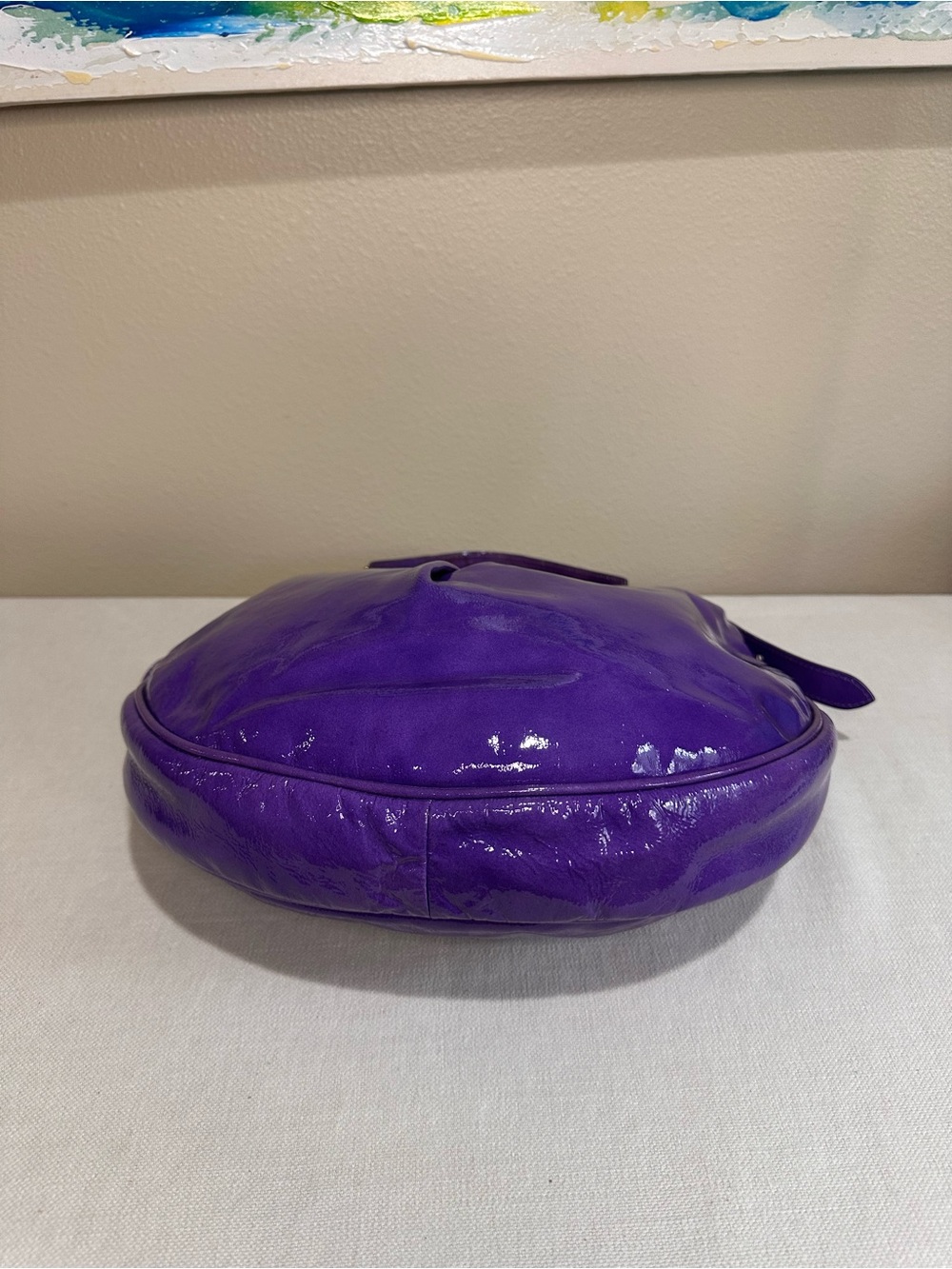 Dooney & Bourke Luisa Purple Patent Leather Shoulder Hobo Bag - Picture 5 of 15